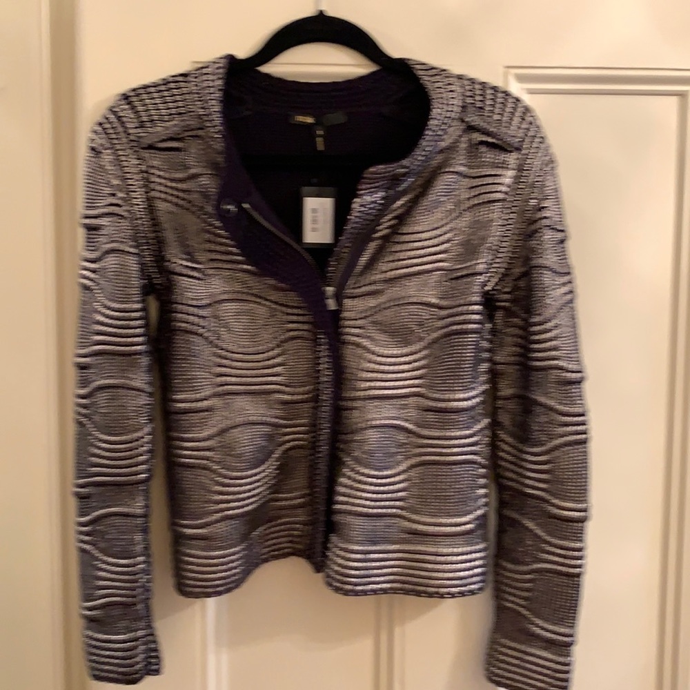 Maje NWT Silver/Navy Zip Jacket size 1 (small)